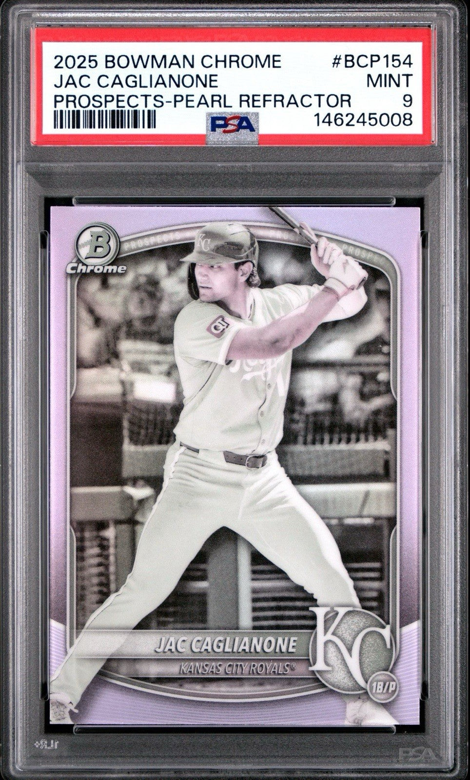 Jac Caglianone 2025 Bowman Chrome Pearl Refractor  #BCP-154 - PSA 9 Mint