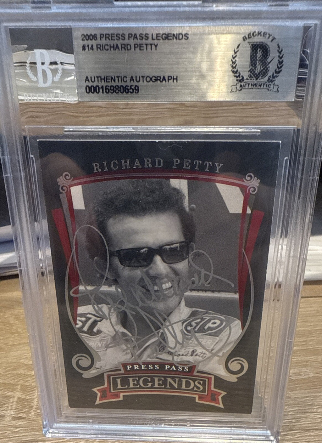 Richard Petty 2006 Press Pass Legends #14 Auto Beckett BAS Slabbed