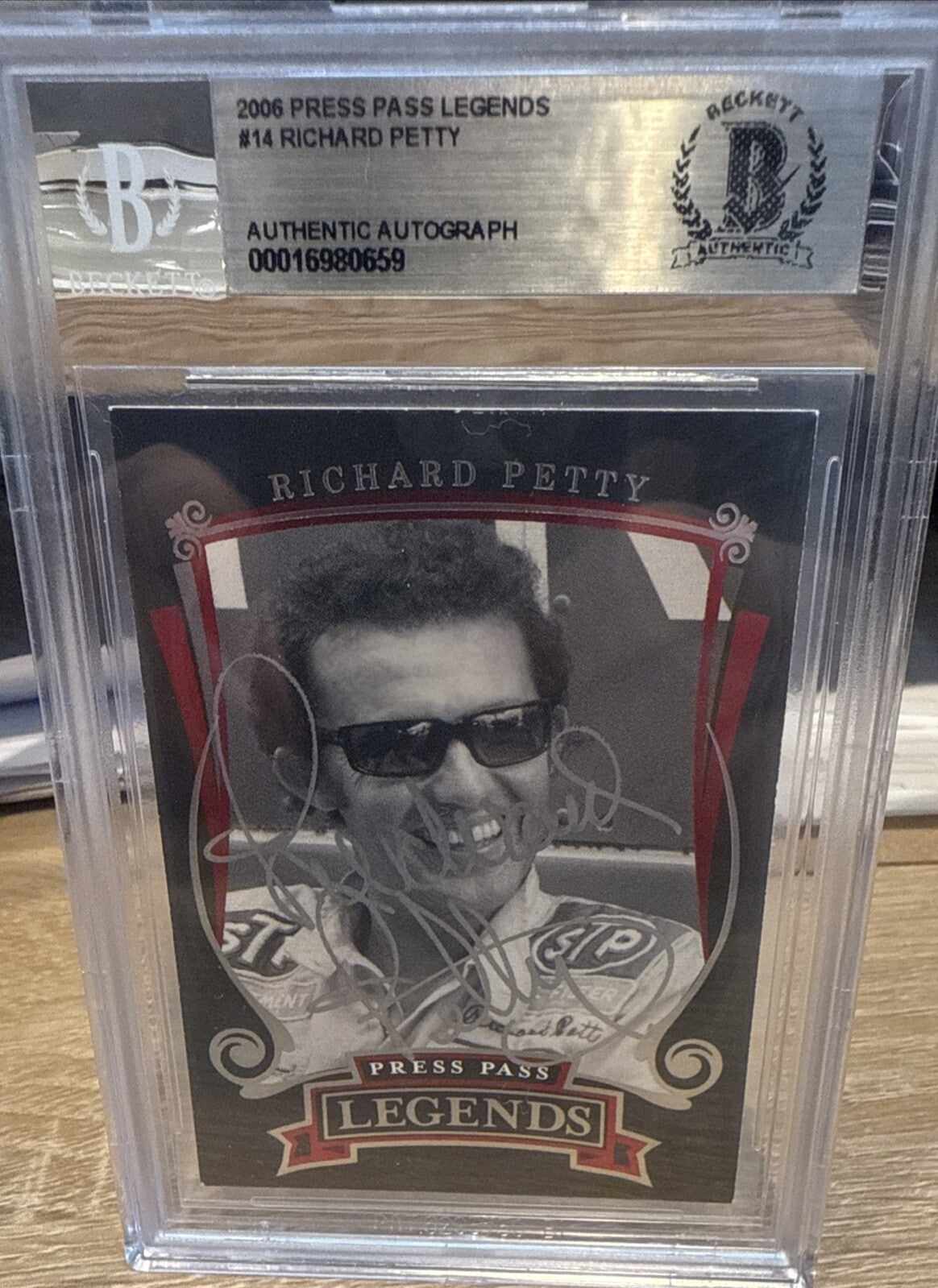 Richard Petty 2006 Press Pass Legends #14 Auto Beckett BAS Slabbed