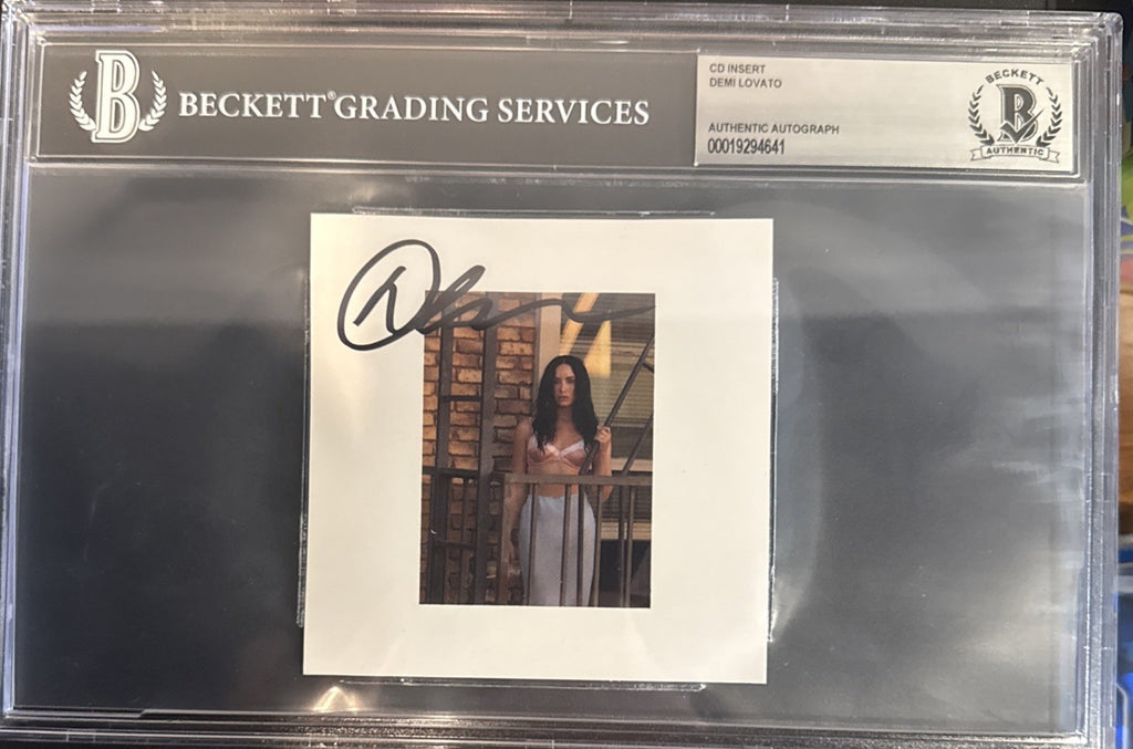 Demi Lovato Signed CD Promo Card Beckett BAS Encased Slabbed
