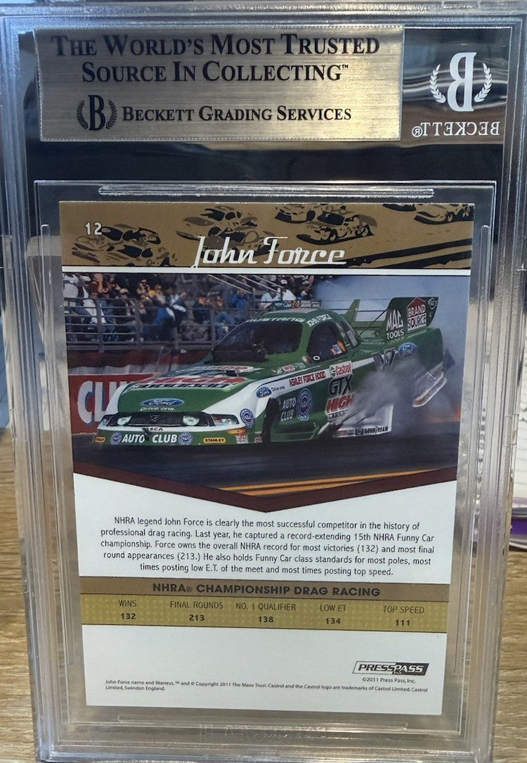 Signed 2011 Press Pass Legends #12 John Force - Beckett BAS Slabbed