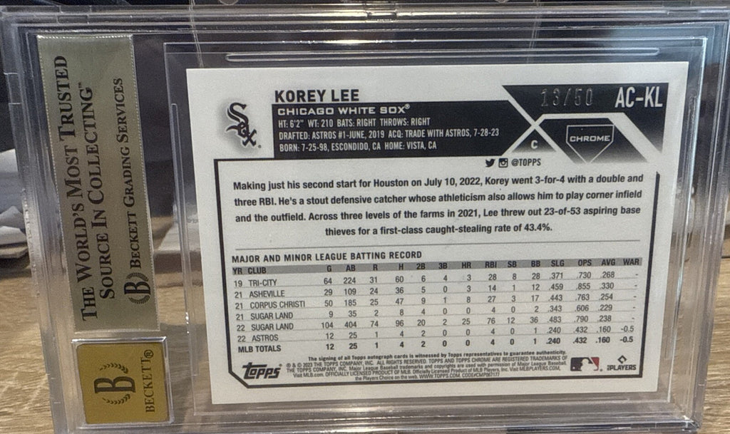 BGS 9.5 BAS 10 -2023 Topps Chrome Update KOREY LEE Gold Wave Ref Auto RC #d /50