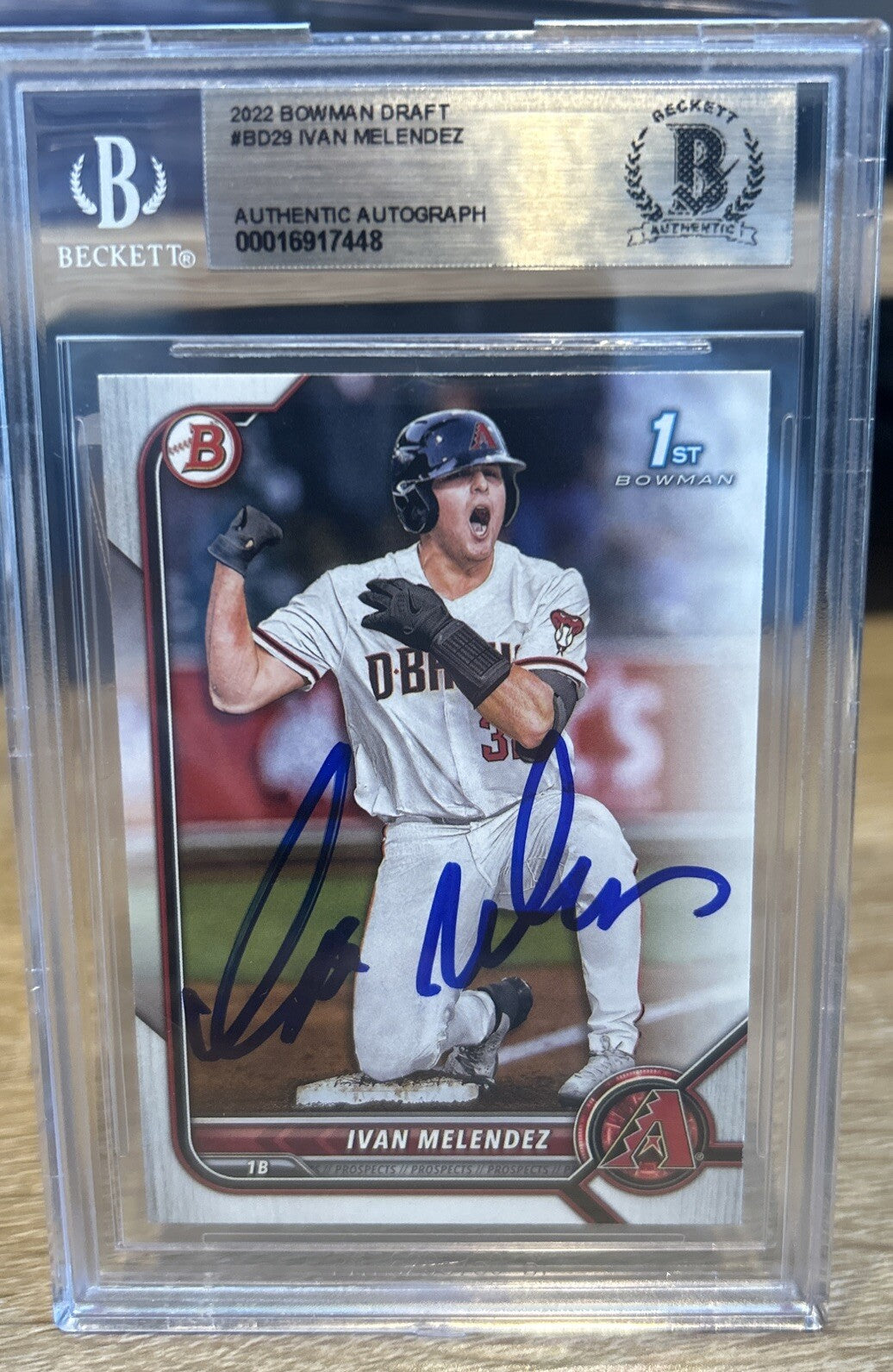 Signed Ivan Melendez 2022 Bowman Draft 1st Prospect #BD-29 Beckett BAS Slab Auto
