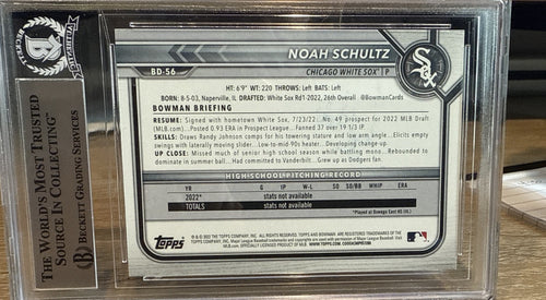 2022 Bowman Draft NOAH SCHULTZ SIGNED Bowman 1st - BAS - Slab
