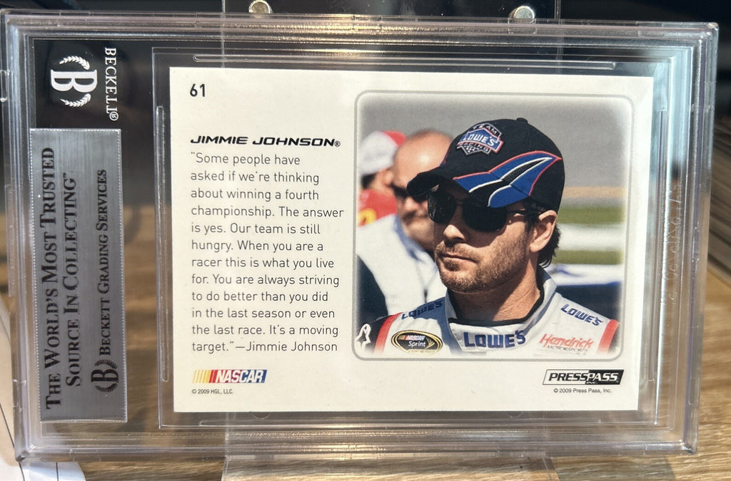 Signed 2009 Press Pass Premium JIMMIE JOHNSON #61 AUTOGRAPH BECKETT BAS Slab