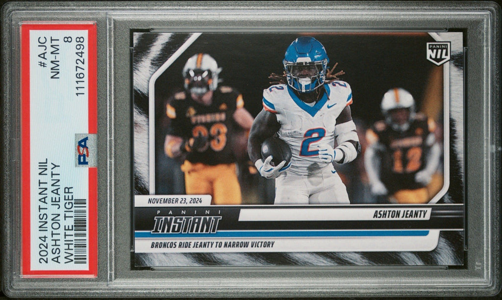 Ashton Jeanty - 2024 Panini Instant College Football #AJC White Tiger /5 - PSA 8