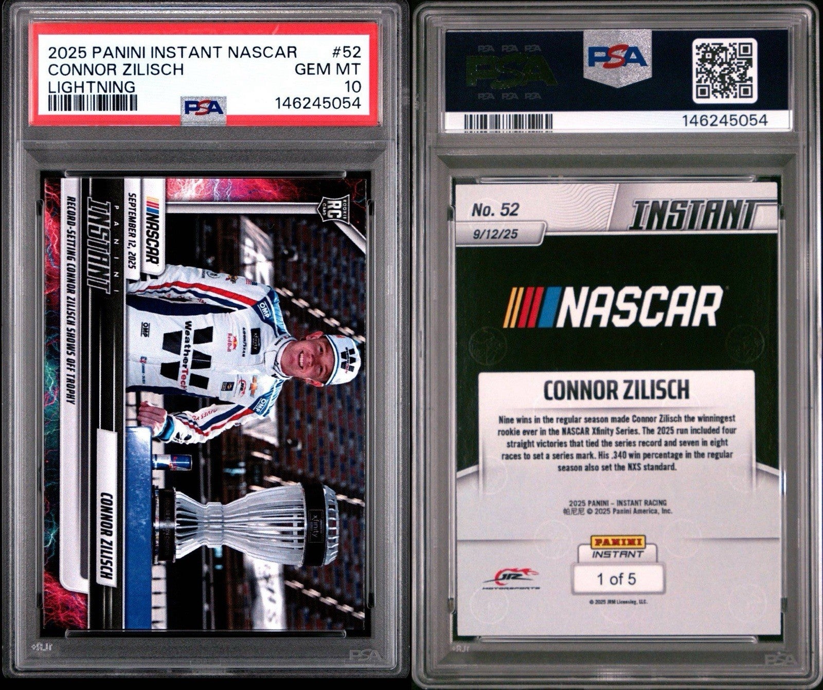 2025 Panini Instant #52 Connor Zilisch Lightning /5 PSA 10 Gem