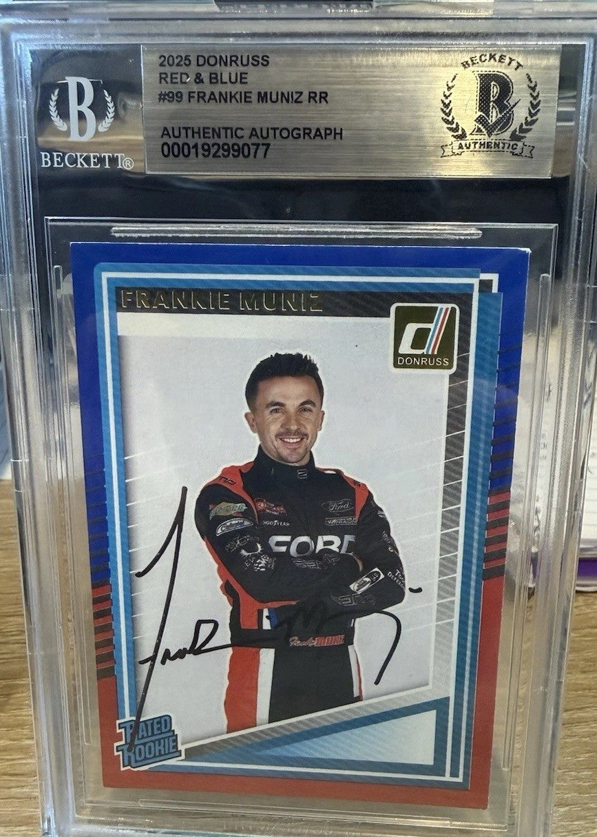 Signed Frankie Muniz 2025 Donruss Red & Blue Rated Rookie - Beckett BAS Slab