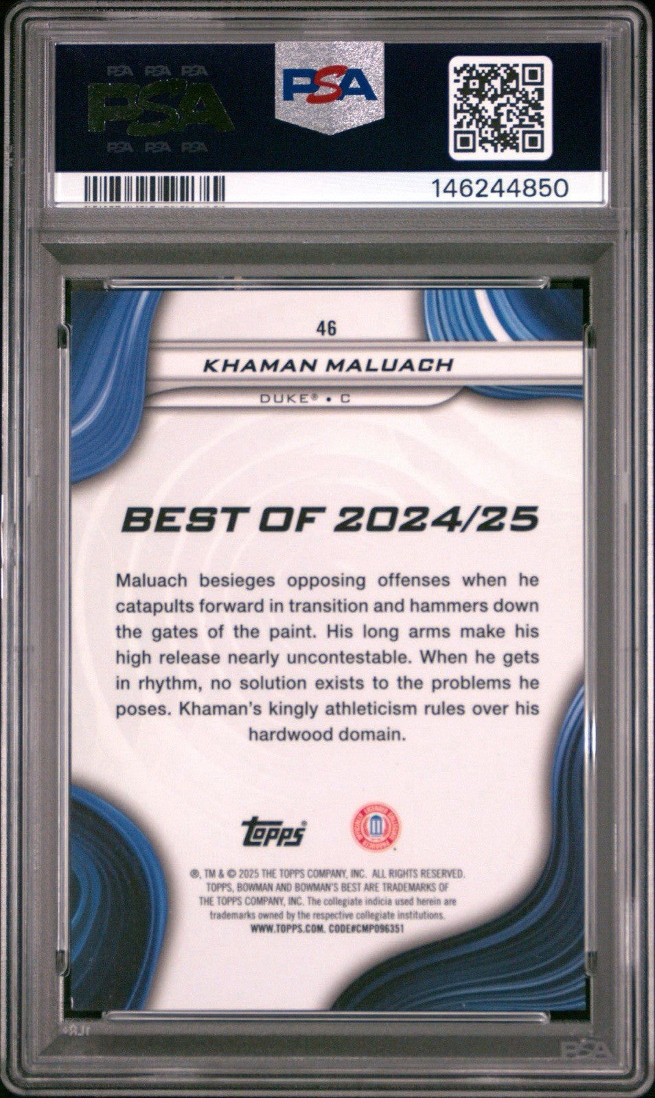 2024-25 Bowman's Best U #46 Khaman Maluach Orange Geometric Ref /25 - PSA 9 Mint