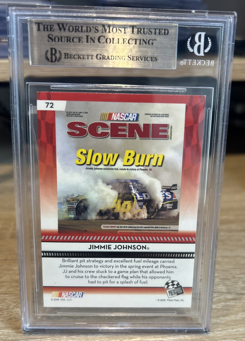 2009 Press Pass JIMMIE JOHNSON #72 SIGNED AUTOGRAPH BECKETT BAS Slab