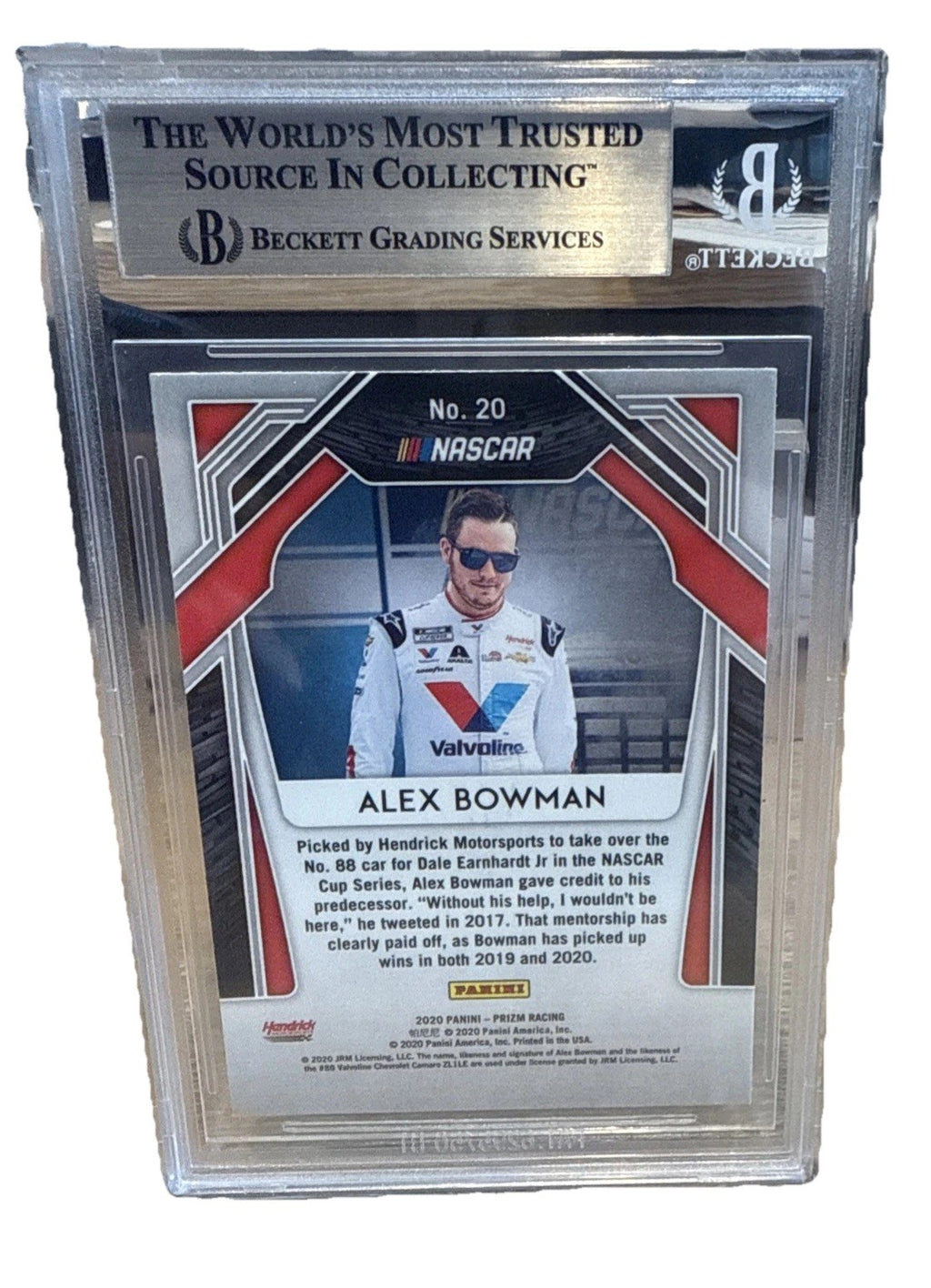 Signed 2021 Panini Prizm #20 Alex Bowman - Beckett BAS Slab