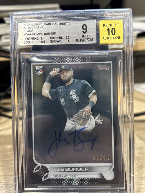2022 Topps Clearly Authentic Black Jake Burger RC /75 BGS 9 Auto 10 Gem Mint