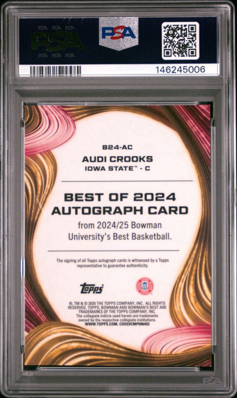 2024-25 Bowman U Best - Audi Crooks Green Mini Diamond Auto /99 - PSA 10 Gem