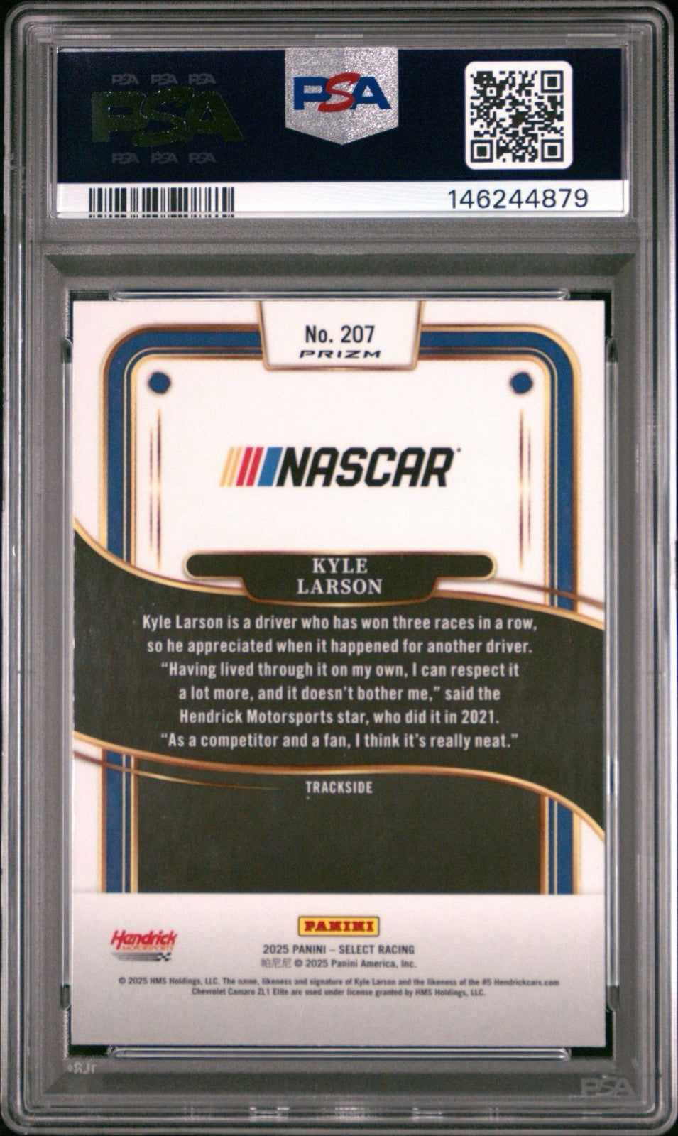 2025 Panini Select Kyle Larson Trackside NASCAR LOGO SSP PSA 10 Gem