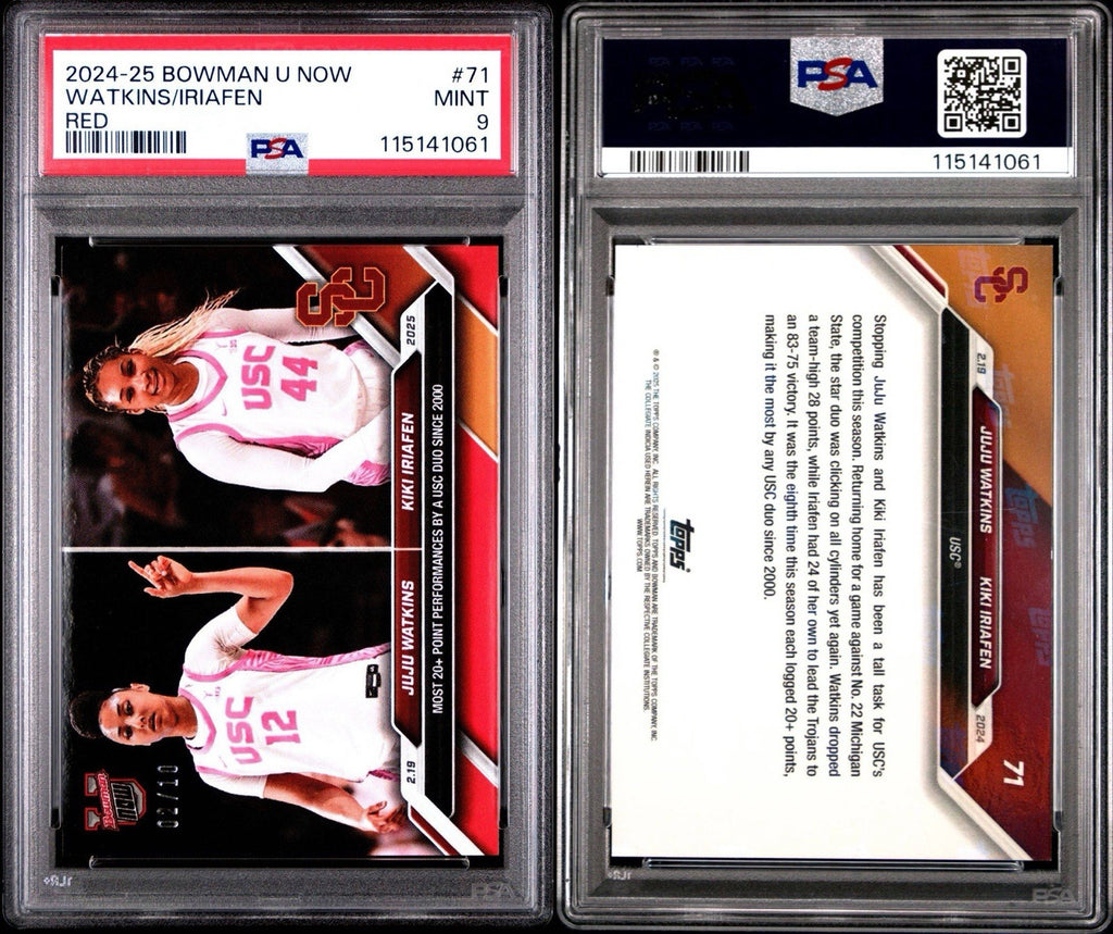 2024-25 Bowman U Now #71 Juju Watkins Kiki Iriafen - Red Parallel #d /10 - PSA 9