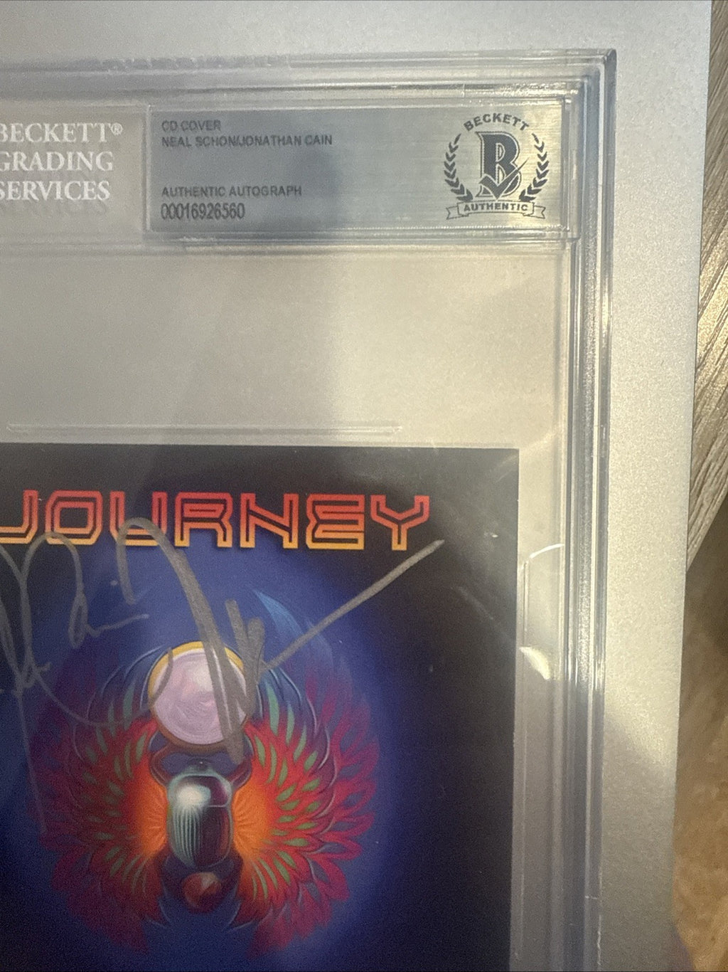 Journey (Neal Schon & Jonathan Cain) Signed CD Art Card - Beckett BAS Encased