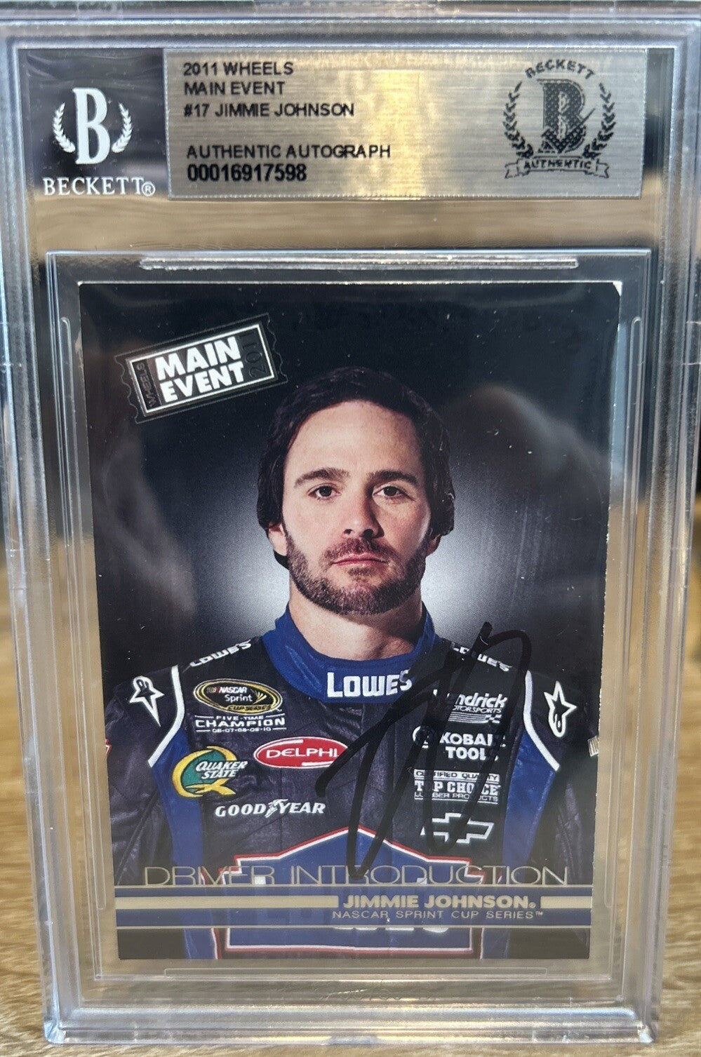 Signed Jimmie Johnson 2011 Wheels Main Event #17 AUTOGRAPH BECKETT BAS Slab