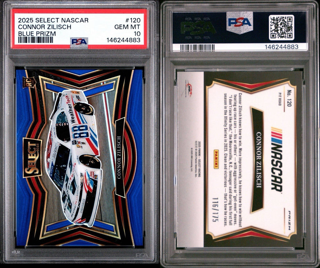 2025 Panini Select Pit Road Blue Prizm #d /175 Connor Zilisch #120 PSA 10 Gem