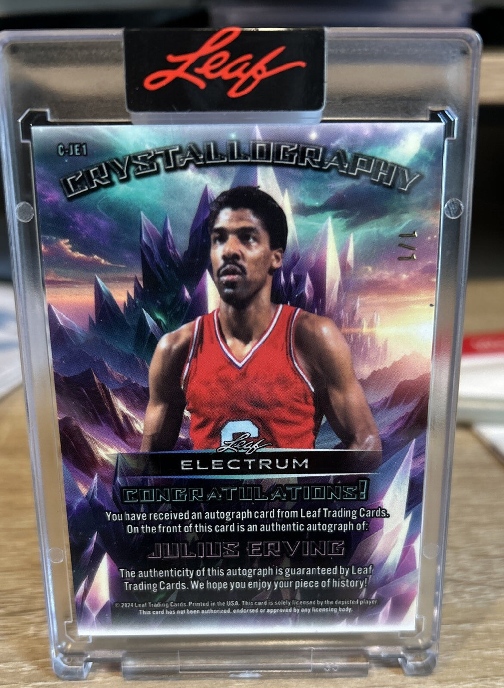 Julius Irving 2024 Leaf Electrum Gold Crystallography 1/1 Philadelphia 76ers 🔥