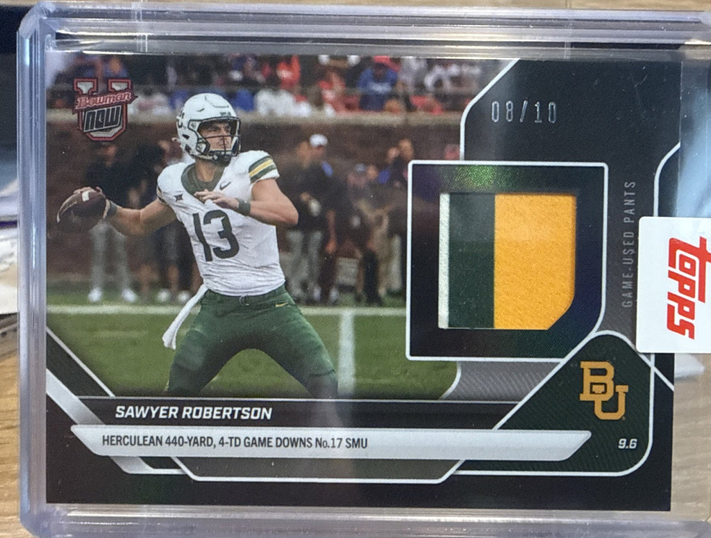 Sawyer Robertson 2025 Bowman U NOW Football 6 Black Foil 3 color Relic /10