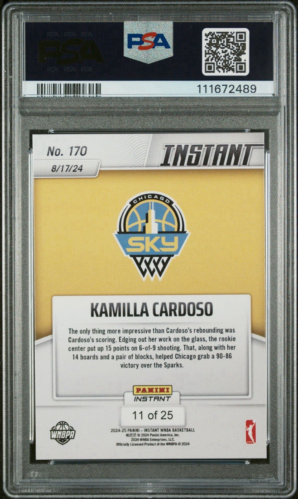 Kamilla Cardoso 2024 Panini Instant #170 Jungle /25 - PSA 9 Mint