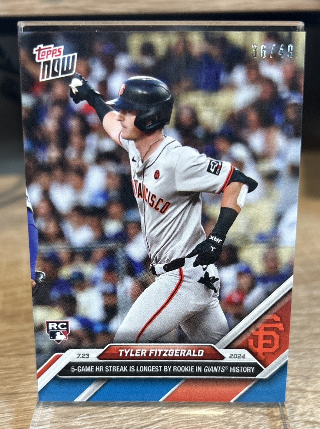 Tyler Fitzgerald RC Giants HR Streak 2024 MLB TOPPS NOW #461 BLUE Parallel /49