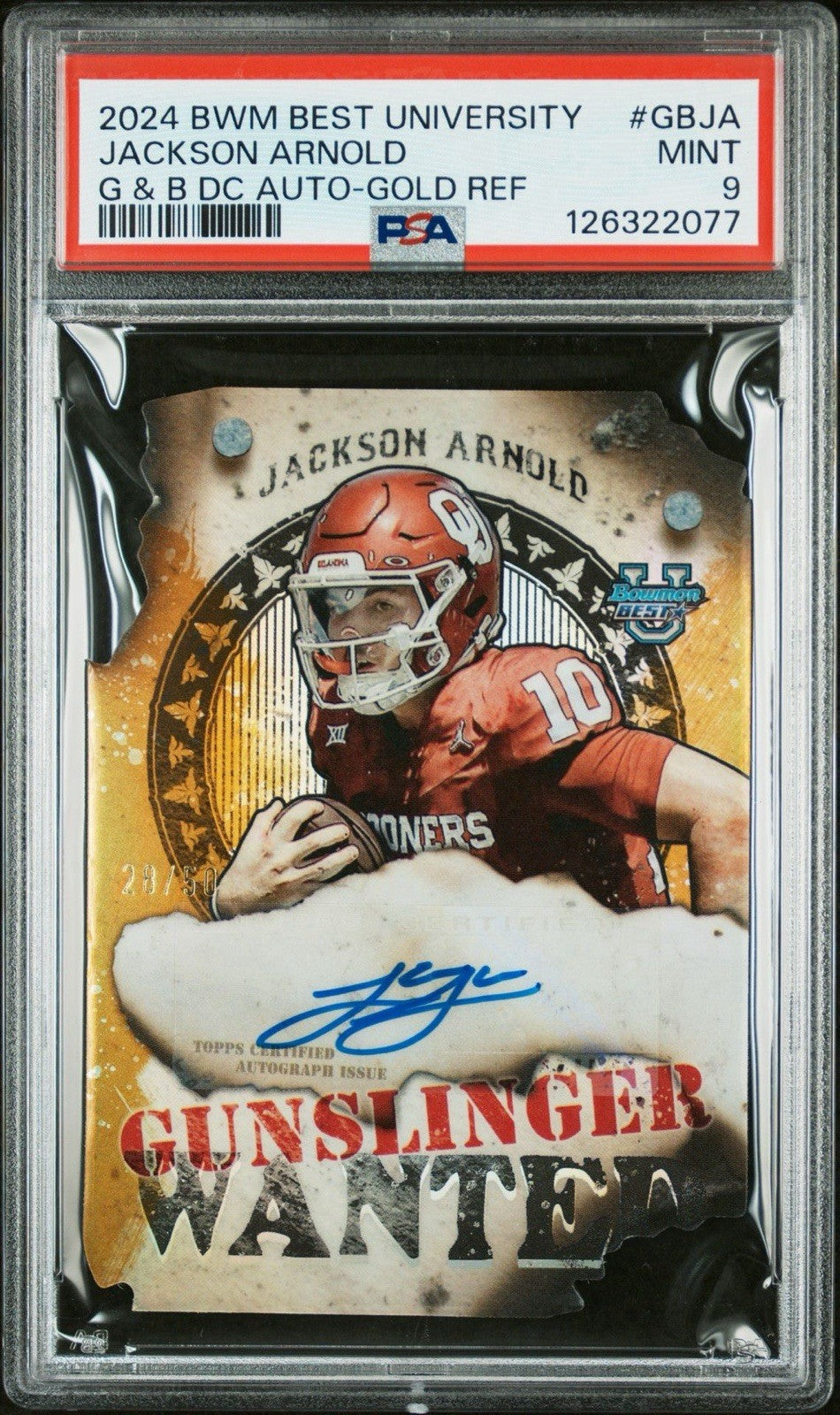 2024 Bowman U Chrome Jackson Arnold Gunslinger Wanted Auto /50 PSA 9