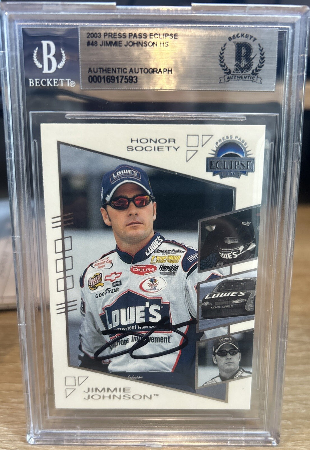 2003 Press Pass Eclipse JIMMIE JOHNSON #48 SIGNED AUTOGRAPH BECKETT BAS Slab