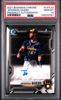 2021 Bowman Chrome 1st Auto Jeferson Quero #CPA-JQ Milwaukee Brewers PSA 10 Gem