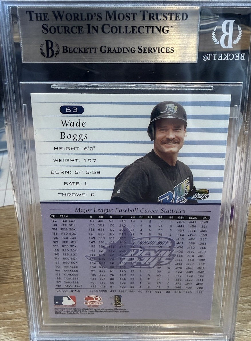 Signed 2001 Donruss ‘99 Retro #63 - Wade Boggs - Beckett BAS Slab