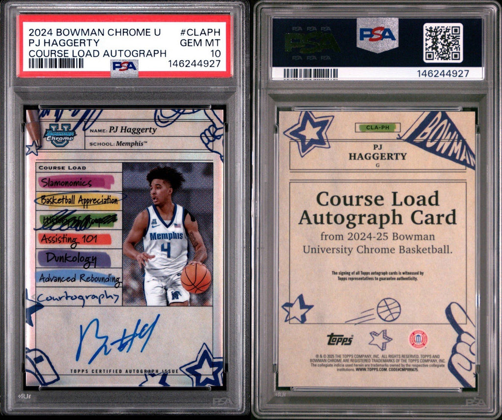 2024-25 Bowman Chrome U #CLA-PH PJ Haggerty Course Load On Card Auto PSA 10 Gem