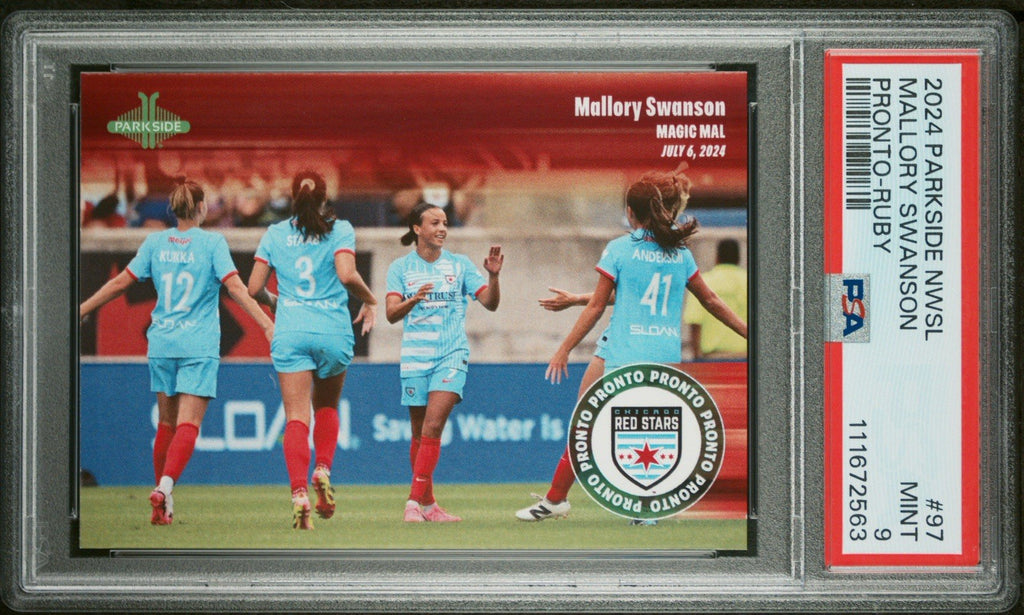2024 Parkside NWSL Pronto MALLORY SWANSON Ruby 4/5 Magic Mal #97 PSA 9