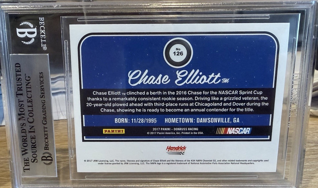 Chase Elliott 2017 Donruss #126 Auto Signed - Beckett BAS Slab