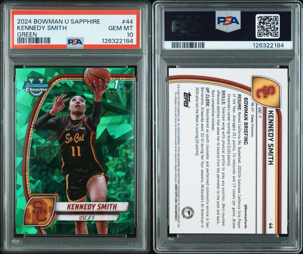 2024 BOWMAN U SAPPHIRE #44 KENNEDY SMITH /65 GREEN PSA 10 Gem