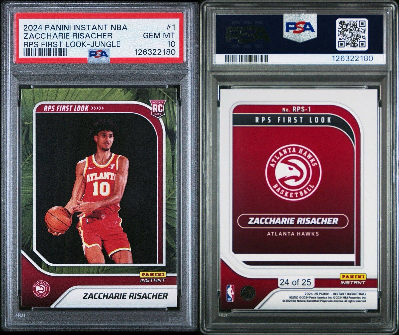 2024 PANINI INSTANT NBA RPS FIRST LOOK JUNGLE ZACCHARIE RISACHER /25 PSA 10 Gem