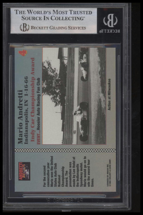 1992 Collect-a-Card Andretti Family Racing #4 Mario Andretti BAS Slab