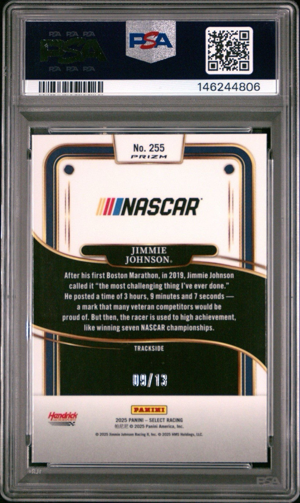 2025 Panini Select - Trackside Jimmie Johnson #255 Gold Power Plaid /13 PSA 9