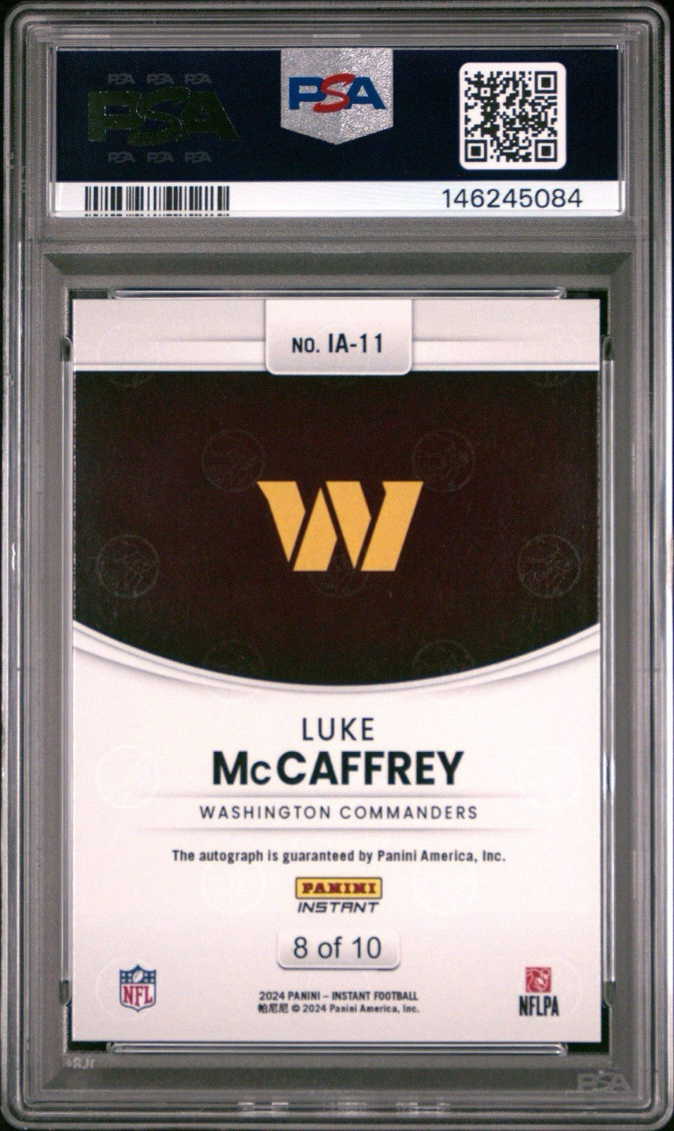 LUKE MCCAFFREY 2024 PANINI INSTANT ACCESS SIGNATURES AUTO JAGUAR # 8/10 PSA 10