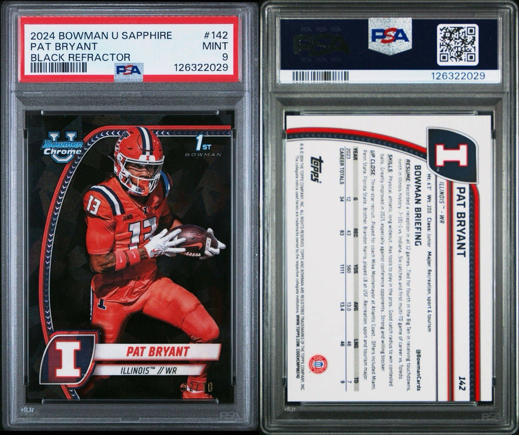 2024 Bowman U Chrome Sapphire Edition Pat Bryant #142 Black #d /10 - PSA 9