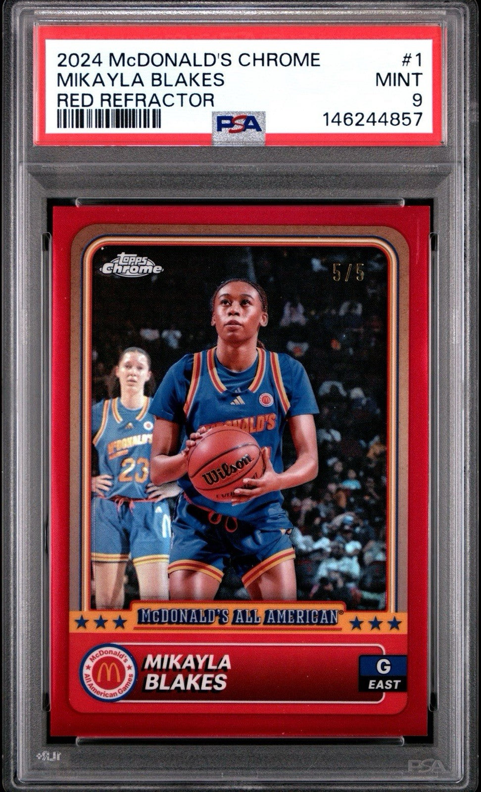 2024 Topps McDonald's Chrome MIKAYLA BLAKES #1 Rookie RC Red Refractor 5/5 PSA 9