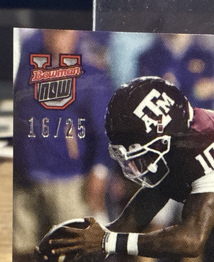 Marcel Reed 2025 Bowman U NOW #37 Orange Foil /25 Texas A&M Aggies Win at LSU