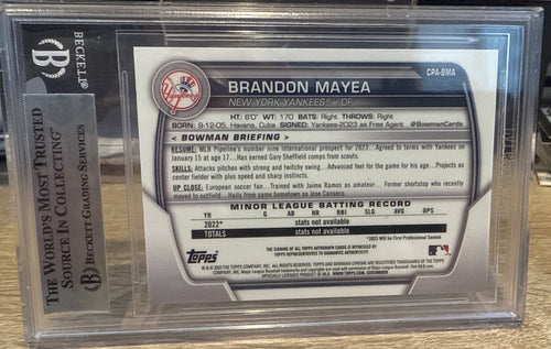 2023 Bowman Chrome Brandon Mayea 1st Prospect Auto #CPA-BMA BGS 9 Mint