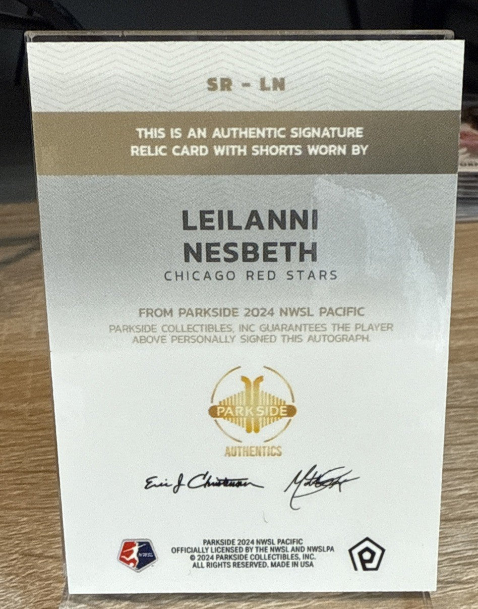 Leilanni New Beth 2024 PARKSIDE PACIFIC NWSL AUTO GAME WORN RELIC  15/25