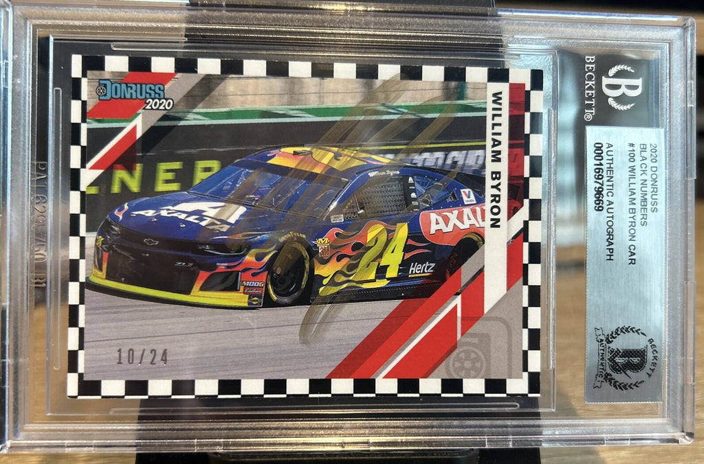 Signed WILLIAM BYRON 2020 DONRUSS Black Numbers #100 /24 BECKETT BAS Slab