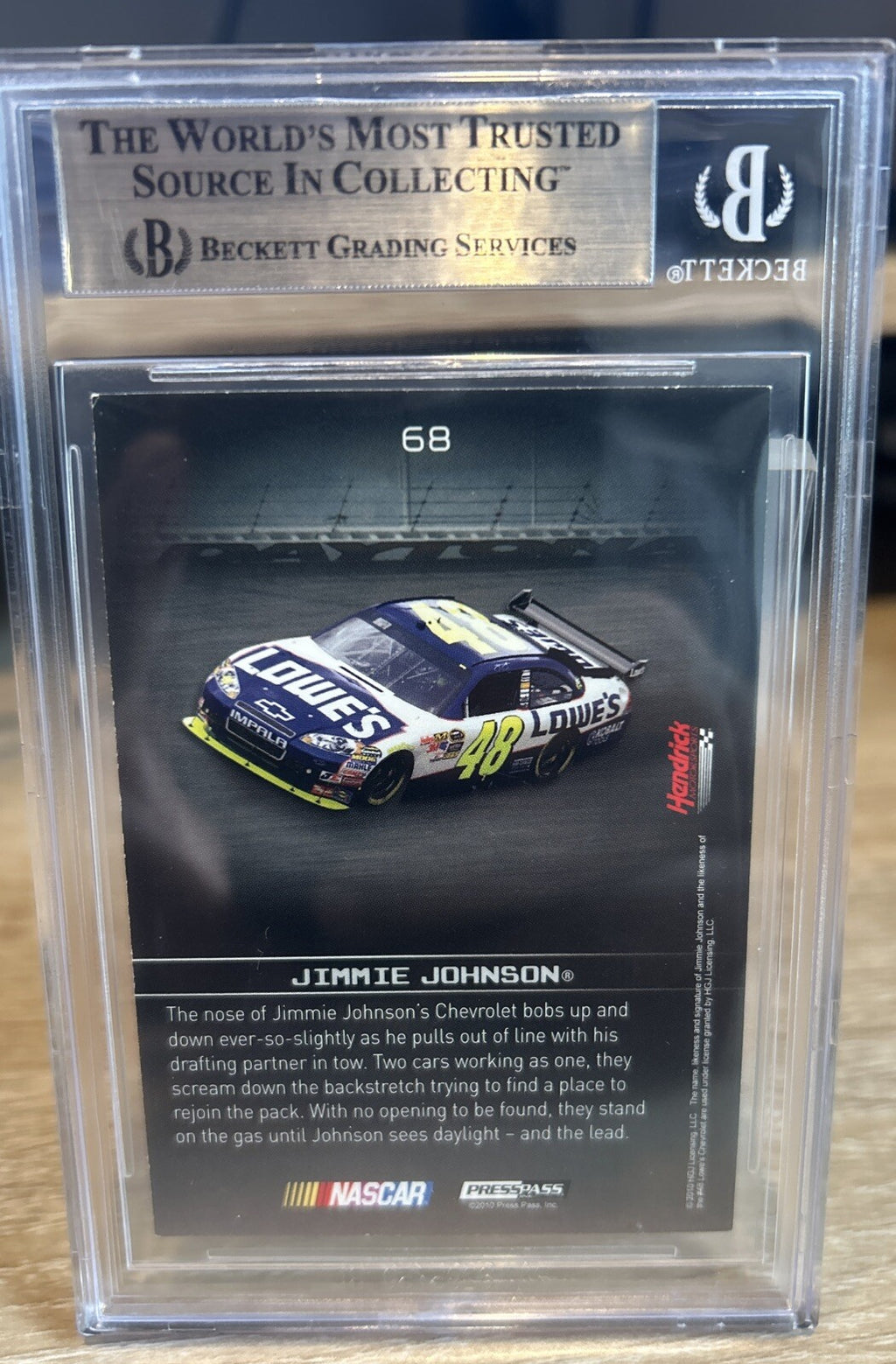 2010 Press Pass Premium JIMMIE JOHNSON #68 SIGNED AUTOGRAPH BECKETT BAS Slab