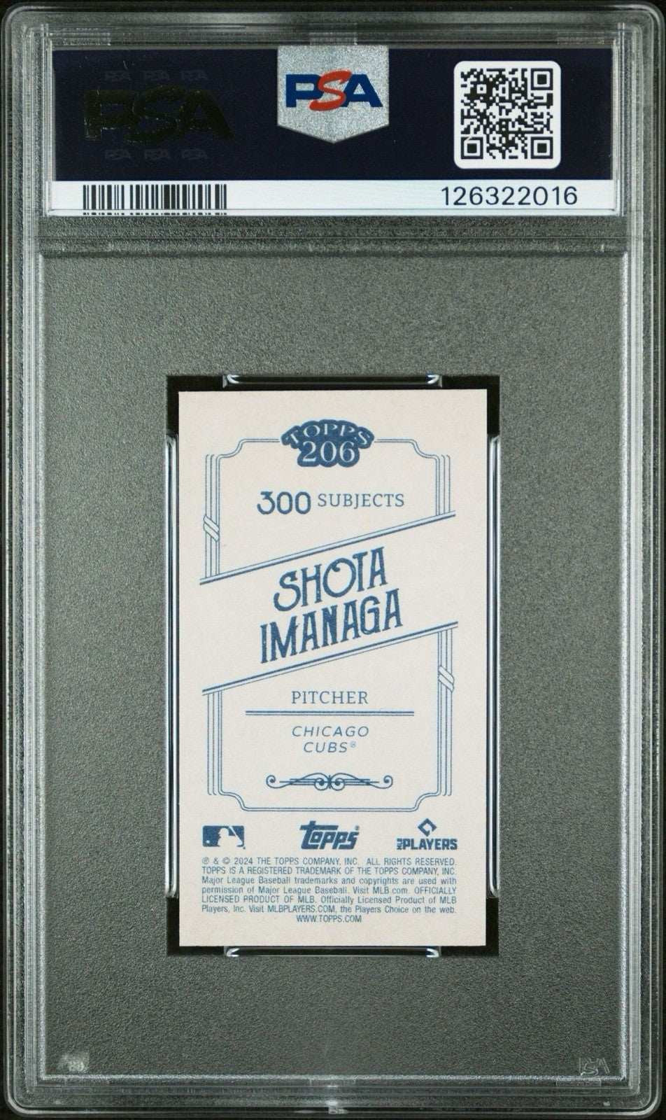 2024 TOPPS T206 SHOTA IMANAGA RC ROOKIE CANVAS STOCK SP /25 PSA 10 Gem