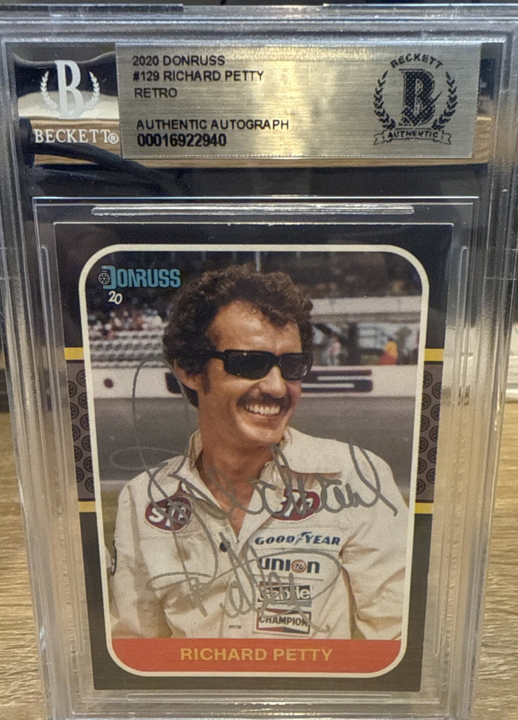 2020 Donruss Retro Richard Petty #129 Signed BAS Beckett Slabbed