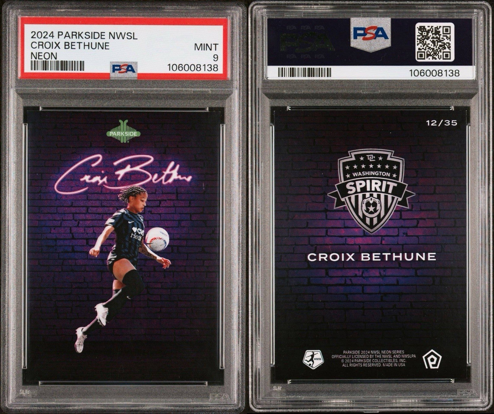 2024 Parkside FRENZY Soccer - CROIX BETHUNE NEON SSP KEEPR /35 PSA 9 POP 1