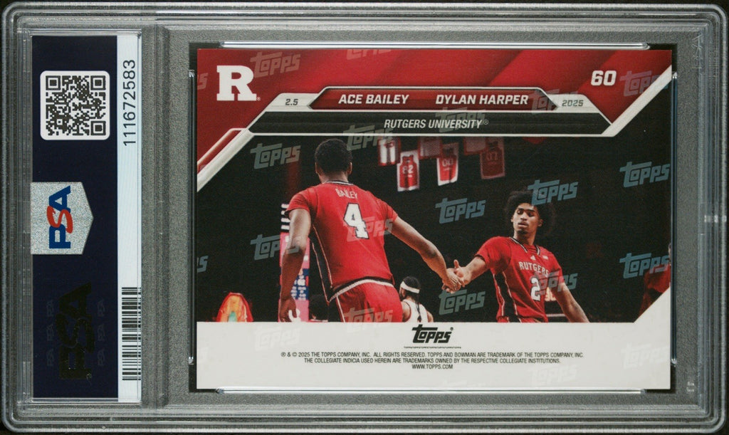 2024-25 Bowman U Now Topps #60 Ace Bailey / Dylan Harper Orange #d /5 - PSA 9