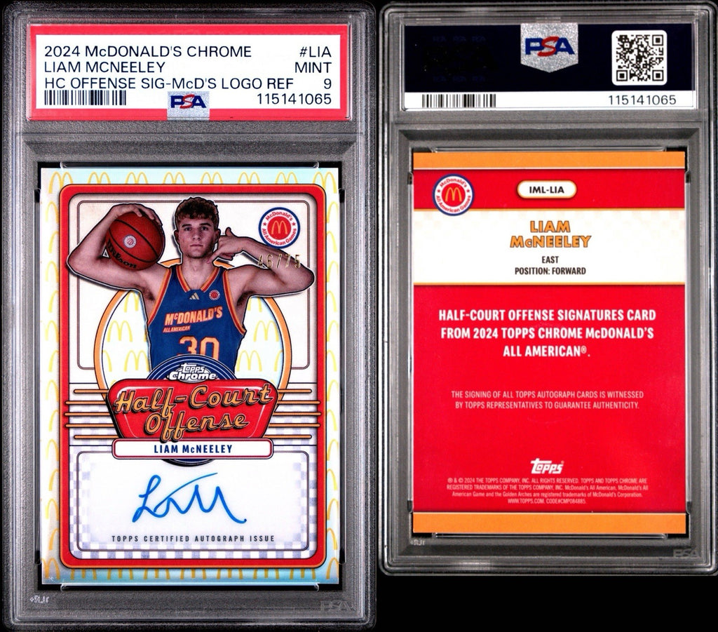 2024 Topps Chrome Mcdonald's Liam McNeely Logo Refractor Auto /75 PSA 9